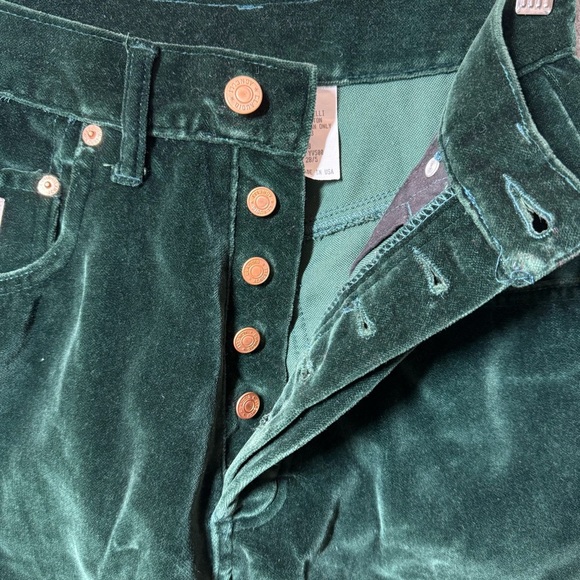 Vintage Claudio Angelli Dark Green Velvet Pants Womens 28/5 High Rise Button Fly - Picture 6 of 14
